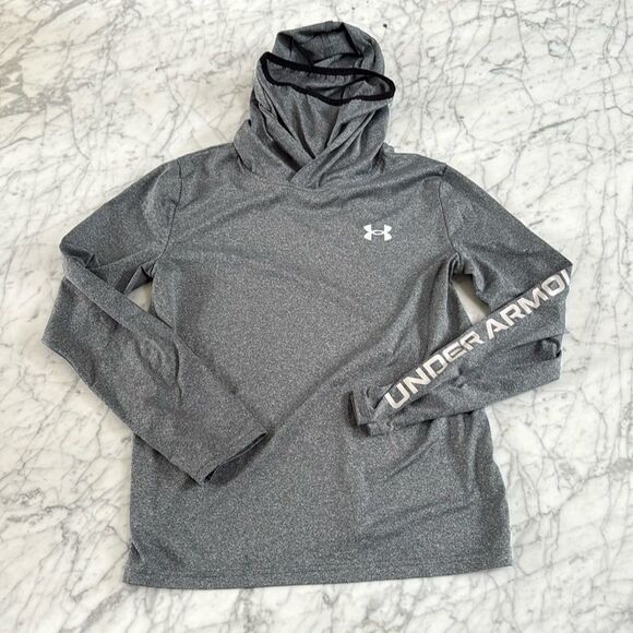 Under Armour Boys Youth Funnel Neck Hoodie Size Youth XL Gray Long Sleeve Kids - Picture 1 of 6